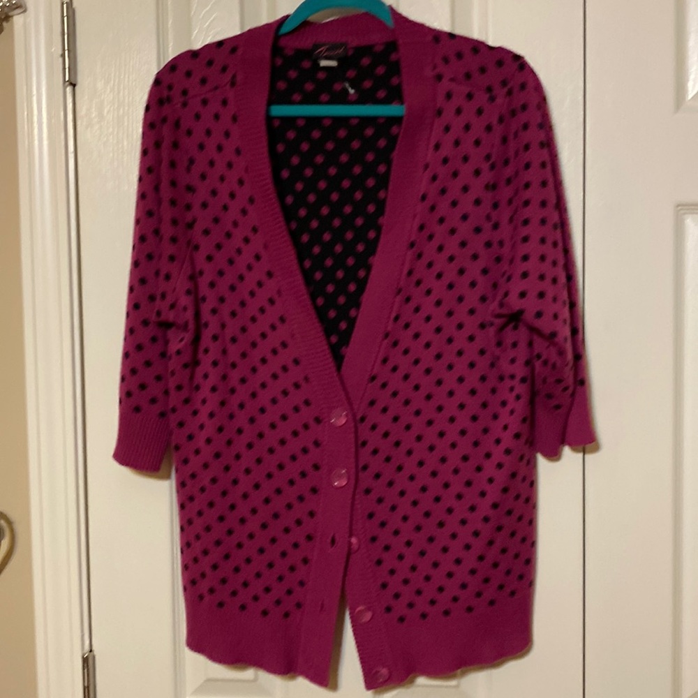 Purple polka dotted cardigan